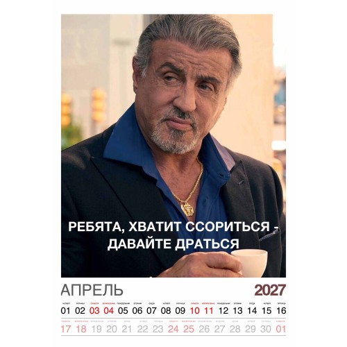 Календарь "Мужской взгляд" Остроумные цитаты, 24 фото, Настенный перекидной, 2027 год