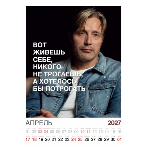 Календарь "Мужской взгляд" Остроумные цитаты, 24 фото, Настенный перекидной, 2027 год