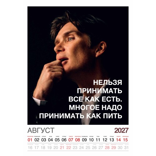 Календарь "Мужской взгляд" Остроумные цитаты, 24 фото, Настенный перекидной, 2027 год