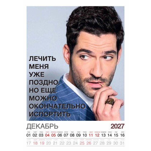 Календарь "Мужской взгляд" Остроумные цитаты, 24 фото, Настенный перекидной, 2027 год