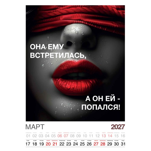 Календарь "Женский взгляд" Остроумные цитаты, 24 фото, Настенный перекидной, 2027 год
