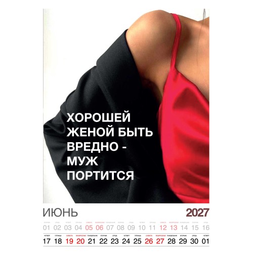 Календарь "Женский взгляд" Остроумные цитаты, 24 фото, Настенный перекидной, 2027 год