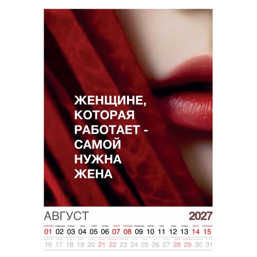 Календарь "Женский взгляд" Остроумные цитаты, 24 фото, Настенный перекидной, 2027 год