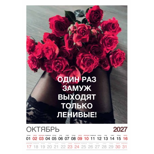 Календарь "Женский взгляд" Остроумные цитаты, 24 фото, Настенный перекидной, 2027 год