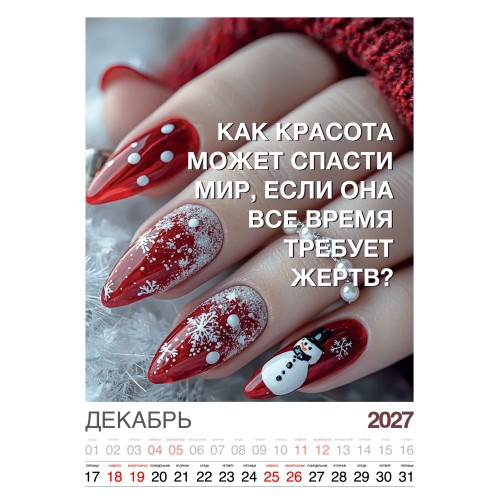 Календарь "Женский взгляд" Остроумные цитаты, 24 фото, Настенный перекидной, 2027 год