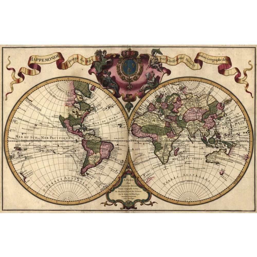 Древняя карта Мира 1720 года